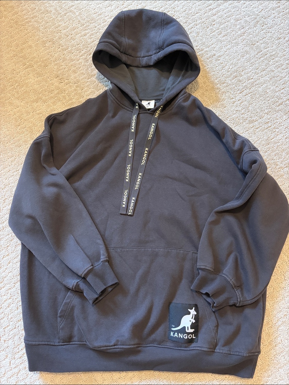Kangol x H&M Charcoal Pullover Hoodie with Logo Patch M